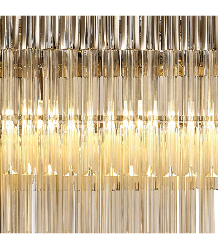 Poland Ceiling Pendant Rectangle 7 Light E14 Polished Nickel Cognac Sculpted Glass-7