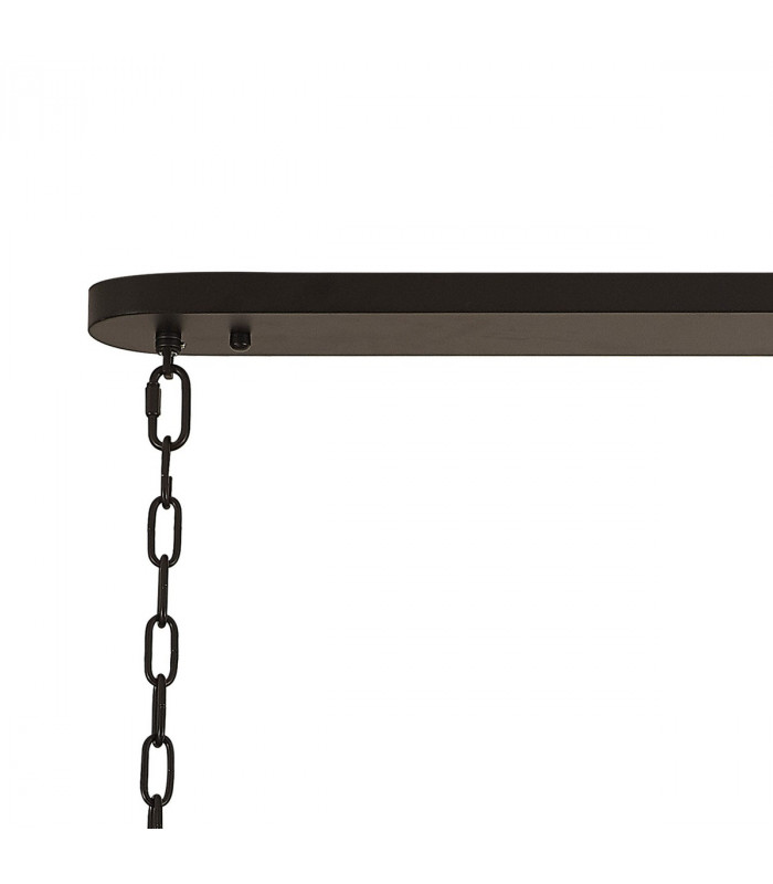 Poland Ceiling Pendant Rectangle 7 Light E14 Matt Black Clear Sculpted Glass Item Weight: 28kg-5