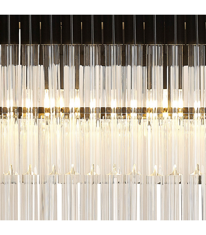 Poland Ceiling Pendant Rectangle 7 Light E14 Matt Black Clear Sculpted Glass Item Weight: 28kg-7