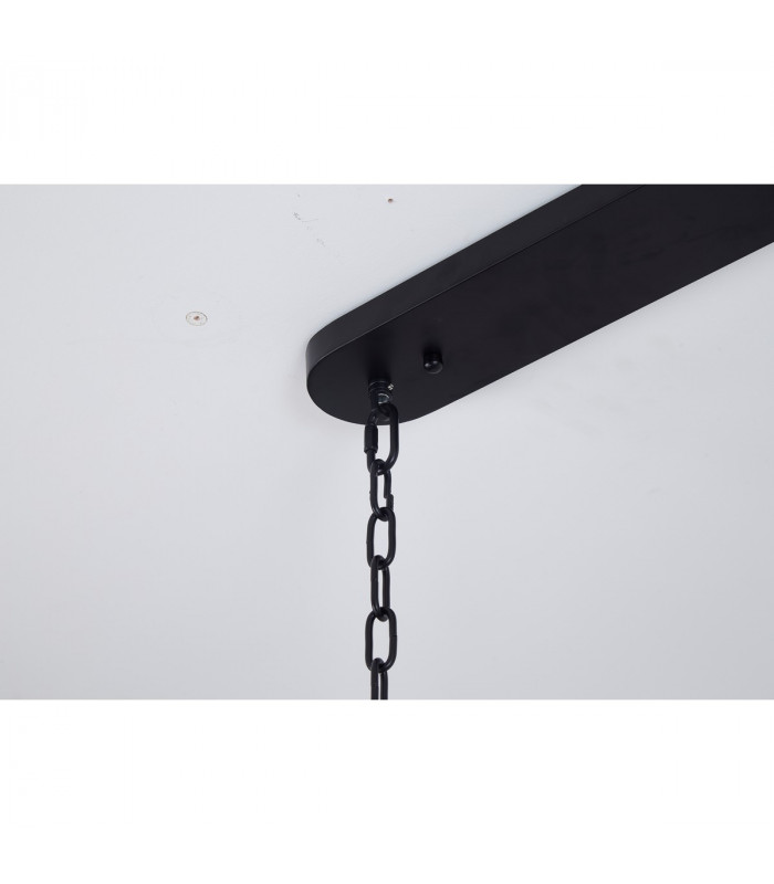 Poland Ceiling Pendant Rectangle 7 Light E14 Matt Black Clear Sculpted Glass Item Weight: 28kg-9