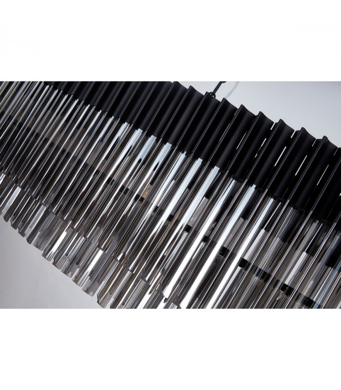 Poland Ceiling Pendant Rectangle 7 Light E14 Matt Black Clear Sculpted Glass Item Weight: 28kg-10