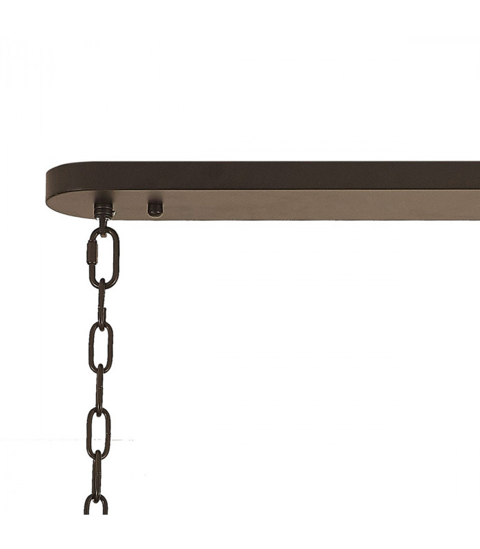 Poland Ceiling Pendant Rectangle 7 Light E14 Matt Black Smoke Sculpted Glass-5