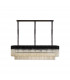 Poland Ceiling Pendant Rectangle 7 Light E14 Matt Black Cognac Sculpted Glass-4