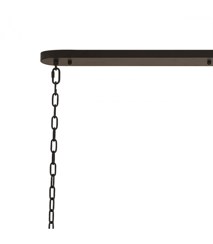 Poland Ceiling Pendant Rectangle 7 Light E14 Matt Black Cognac Sculpted Glass-5