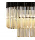 Poland Ceiling Pendant Rectangle 7 Light E14 Matt Black Cognac Sculpted Glass-6