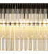Poland Ceiling Pendant Rectangle 7 Light E14 Matt Black Cognac Sculpted Glass-7