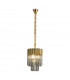 Poland Ceiling Pendant Round 4 Light E14 Brass Smoke Sculpted Glass-1