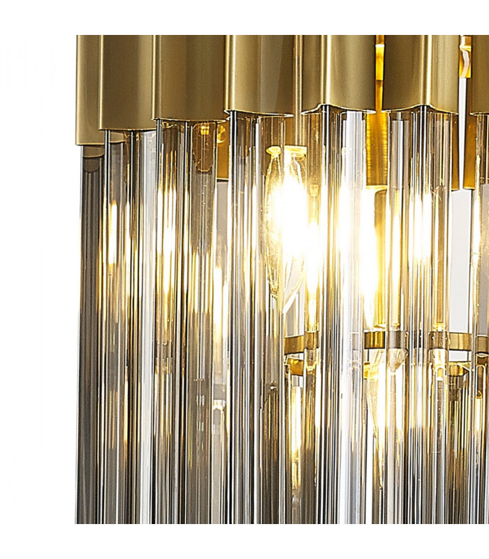 Poland Ceiling Pendant Round 4 Light E14 Brass Smoke Sculpted Glass-5
