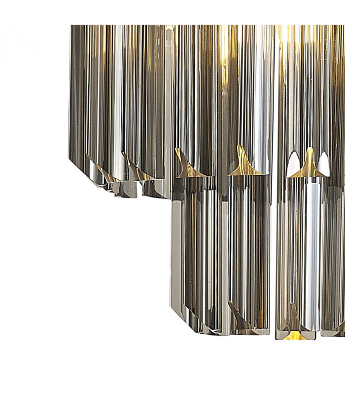 Poland Ceiling Pendant Round 4 Light E14 Brass Smoke Sculpted Glass-6