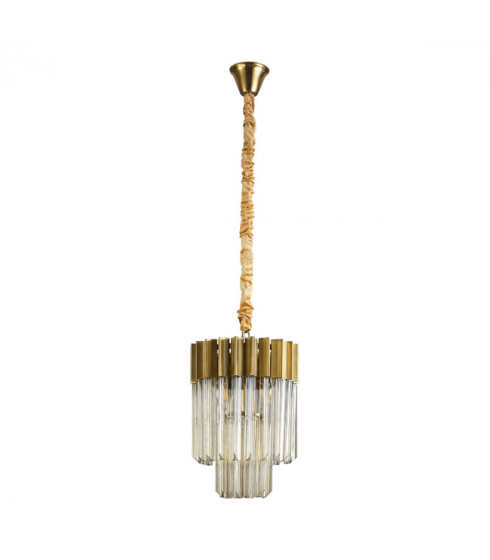 Poland Ceiling Pendant Round 4 Light E14 Brass Cognac Sculpted Glass-4