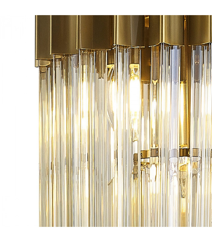 Poland Ceiling Pendant Round 4 Light E14 Brass Cognac Sculpted Glass-5