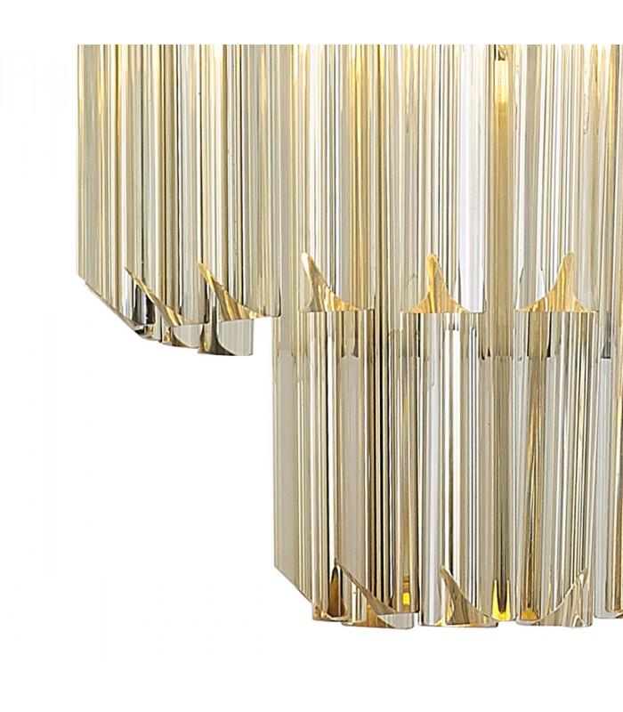 Poland Ceiling Pendant Round 4 Light E14 Brass Cognac Sculpted Glass-6