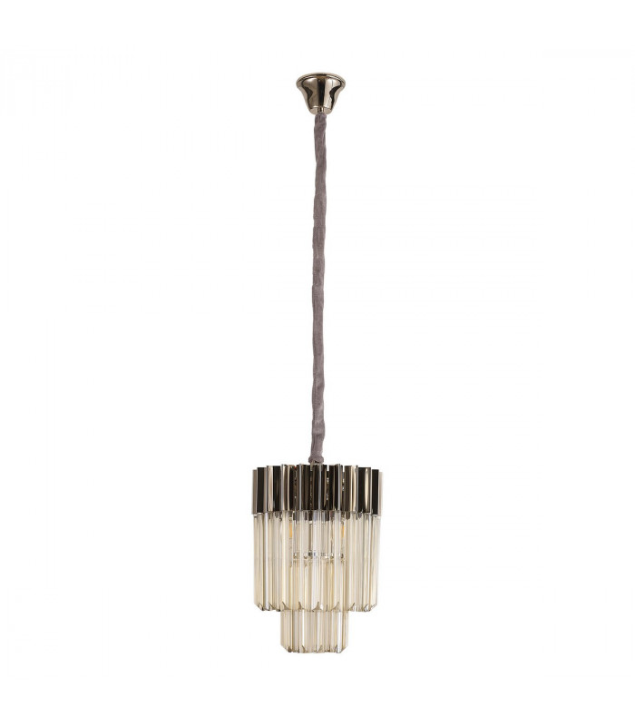 Poland Ceiling Pendant Round 4 Light E14 Polished Nickel Cognac Sculpted Glass-4