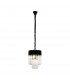 Poland Ceiling Pendant Round 4 Light E14 Matt Black Clear Sculpted Glass-1