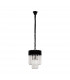 Poland Ceiling Pendant Round 4 Light E14 Matt Black Clear Sculpted Glass-4