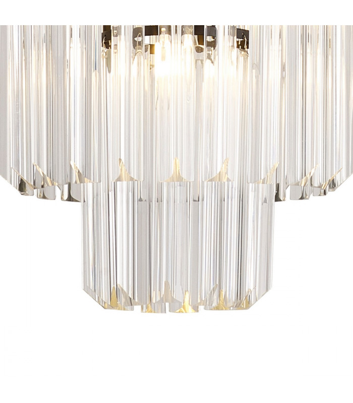 Poland Ceiling Pendant Round 4 Light E14 Matt Black Clear Sculpted Glass-7