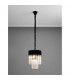 Poland Ceiling Pendant Round 4 Light E14 Matt Black Clear Sculpted Glass-9