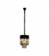 Poland Ceiling Pendant Round 4 Light E14 Matt Black Smoke Sculpted Glass-1