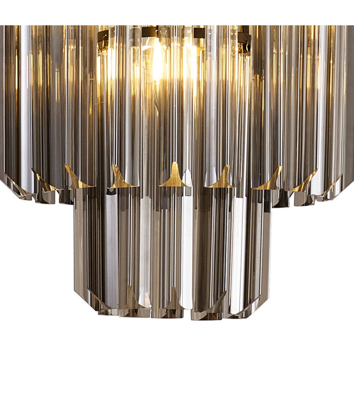 Poland Ceiling Pendant Round 4 Light E14 Matt Black Smoke Sculpted Glass-7