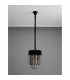 Poland Ceiling Pendant Round 4 Light E14 Matt Black Smoke Sculpted Glass-8