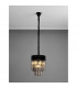 Poland Ceiling Pendant Round 4 Light E14 Matt Black Smoke Sculpted Glass-9