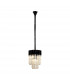 Poland Ceiling Pendant Round 4 Light E14 Matt Black Cognac Sculpted Glass-1