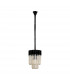 Poland Ceiling Pendant Round 4 Light E14 Matt Black Cognac Sculpted Glass-4