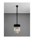 Poland Ceiling Pendant Round 4 Light E14 Matt Black Cognac Sculpted Glass-8