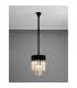 Poland Ceiling Pendant Round 4 Light E14 Matt Black Cognac Sculpted Glass-9