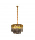 Poland Ceiling Pendant Round 8 Light E14 Brass Smoke Sculpted Glass Item Weight: 17.3kg-1