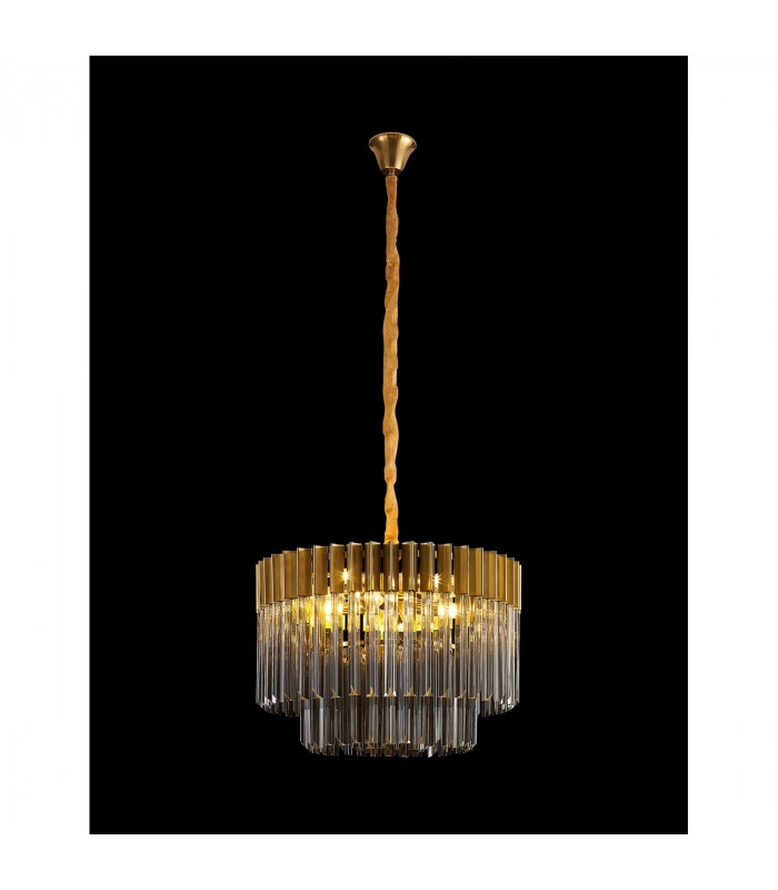 Poland Ceiling Pendant Round 8 Light E14 Brass Smoke Sculpted Glass Item Weight: 17.3kg-3