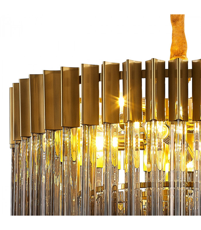 Poland Ceiling Pendant Round 8 Light E14 Brass Smoke Sculpted Glass Item Weight: 17.3kg-6