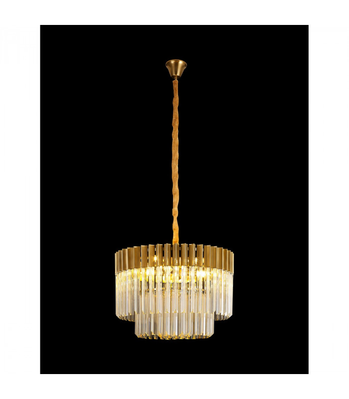 Poland Ceiling Pendant Round 8 Light E14 Brass Cognac Sculpted Glass Item Weight: 17.3kg-3