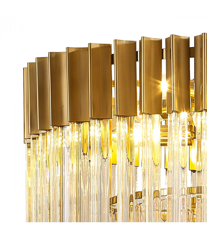 Poland Ceiling Pendant Round 8 Light E14 Brass Cognac Sculpted Glass Item Weight: 17.3kg-5