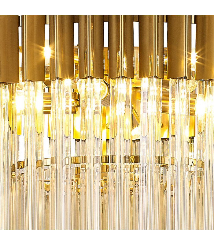 Poland Ceiling Pendant Round 8 Light E14 Brass Cognac Sculpted Glass Item Weight: 17.3kg-7