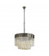 Poland Ceiling Pendant Round 8 Light E14 Polished Nickel Cognac Sculpted Glass Item Weight: 17.3kg-4