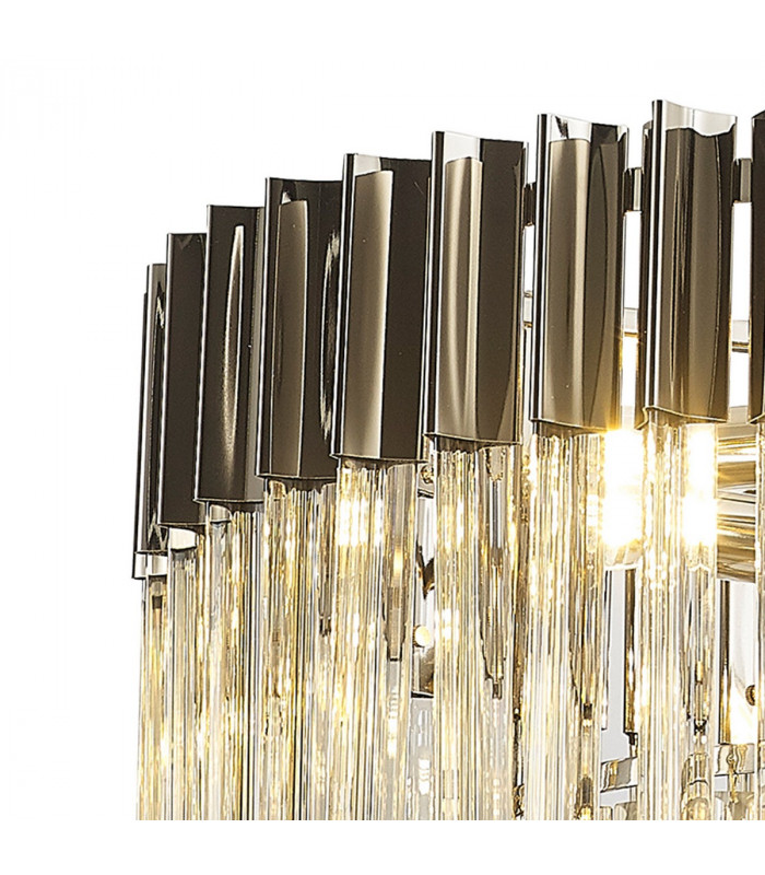 Poland Ceiling Pendant Round 8 Light E14 Polished Nickel Cognac Sculpted Glass Item Weight: 17.3kg-5