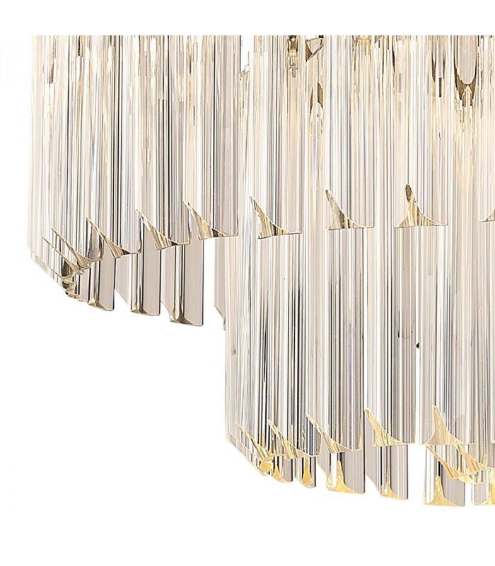 Poland Ceiling Pendant Round 8 Light E14 Matt Black Clear Sculpted Glass Item Weight: 17.3kg-6