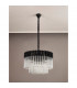 Poland Ceiling Pendant Round 8 Light E14 Matt Black Clear Sculpted Glass Item Weight: 17.3kg-8