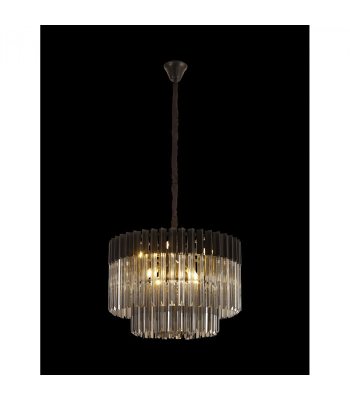Poland Ceiling Pendant Round 8 Light E14 Matt Black Smoke Sculpted Glass Item Weight: 17.3kg-3