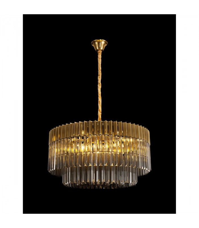 Poland Ceiling Pendant Round 12 Light E14 Brass Smoke Sculpted Glass Item Weight: 25.4kg-3