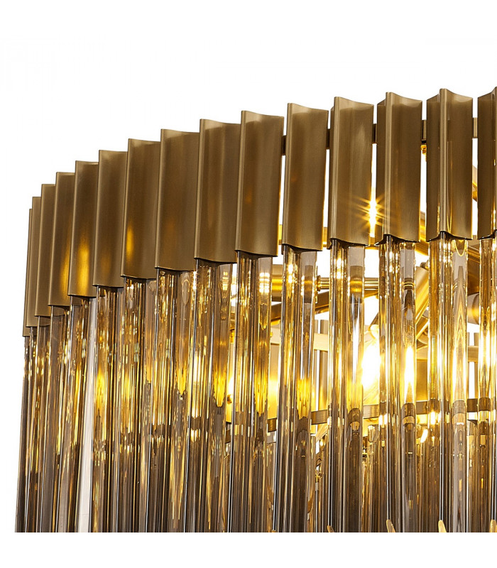 Poland Ceiling Pendant Round 12 Light E14 Brass Smoke Sculpted Glass Item Weight: 25.4kg-6