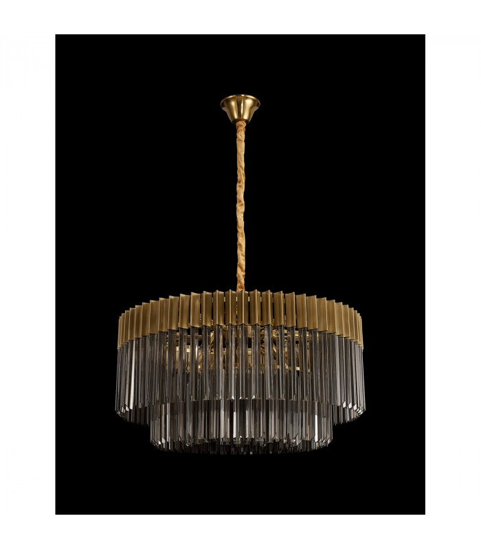 Poland Ceiling Pendant Round 12 Light E14 Brass Smoke Sculpted Glass Item Weight: 25.4kg-9