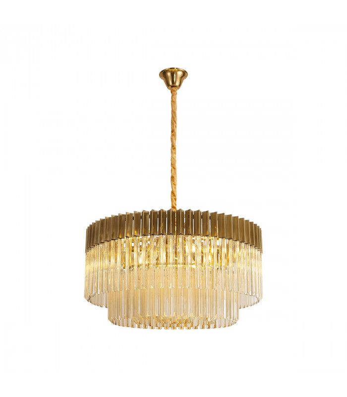 Poland Ceiling Pendant Round 12 Light E14 Brass Cognac Sculpted Glass Item Weight: 25.4kg-1