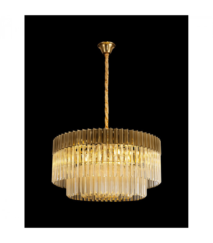Poland Ceiling Pendant Round 12 Light E14 Brass Cognac Sculpted Glass Item Weight: 25.4kg-3