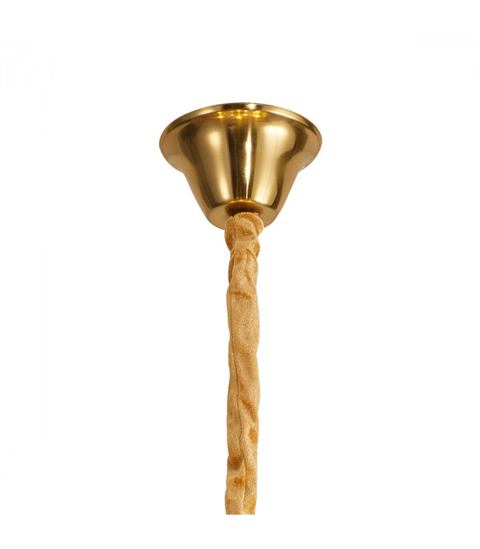Poland Ceiling Pendant Round 12 Light E14 Brass Cognac Sculpted Glass Item Weight: 25.4kg-5