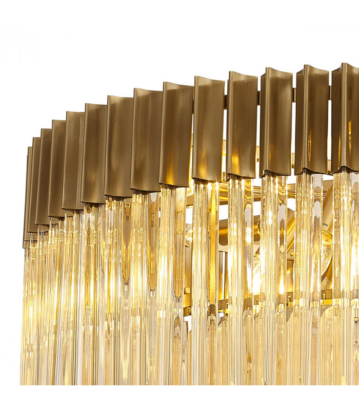 Poland Ceiling Pendant Round 12 Light E14 Brass Cognac Sculpted Glass Item Weight: 25.4kg-6