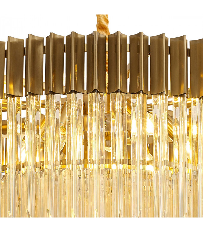 Poland Ceiling Pendant Round 12 Light E14 Brass Cognac Sculpted Glass Item Weight: 25.4kg-7