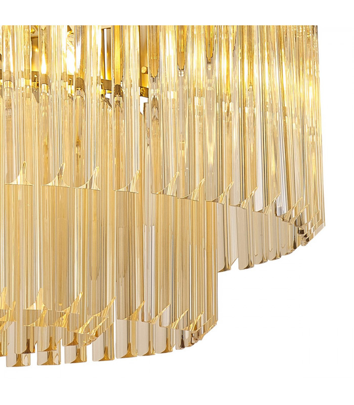 Poland Ceiling Pendant Round 12 Light E14 Brass Cognac Sculpted Glass Item Weight: 25.4kg-8