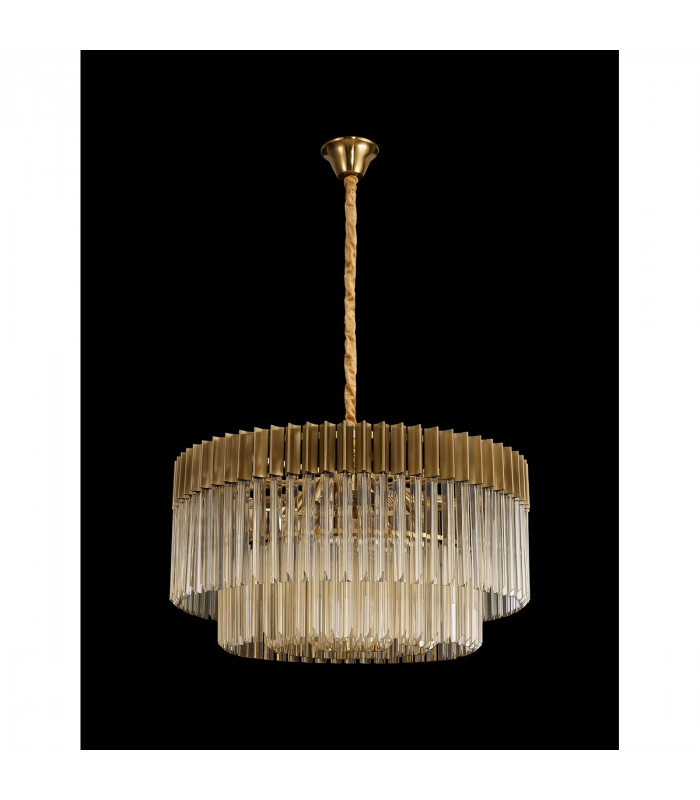 Poland Ceiling Pendant Round 12 Light E14 Brass Cognac Sculpted Glass Item Weight: 25.4kg-9
